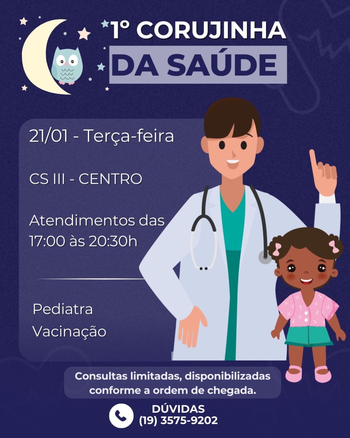 1º Corujinha da Saúde: Atendimento Noturno Especial!